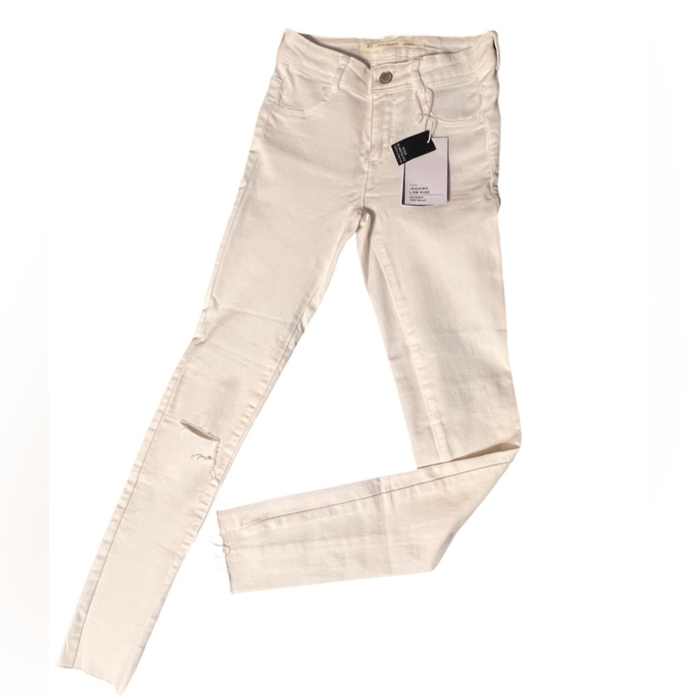 Zara Trafaluc White High-Rise Distressed Jeggings - Size 32 (Fits XS/0)